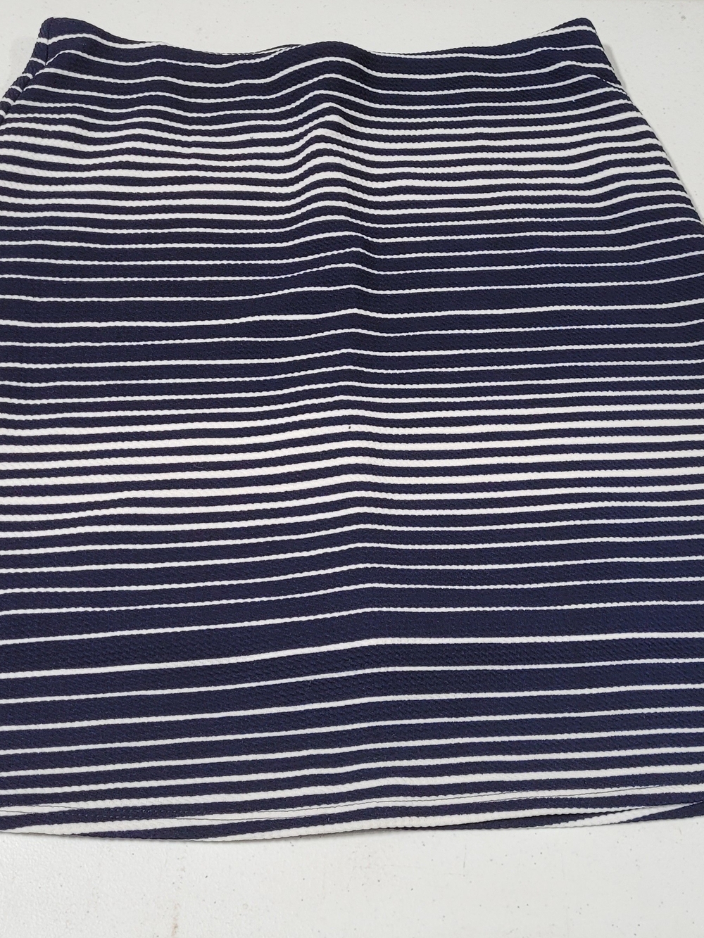 Margaret M Navy and White Striped Pencil Skirt